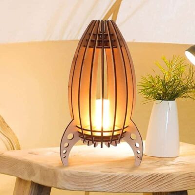 Lampe Fusée Bois - lampe espace - deco scientifique