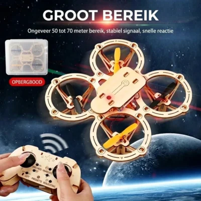 Houten drone bouwpakket met afstandsbediening