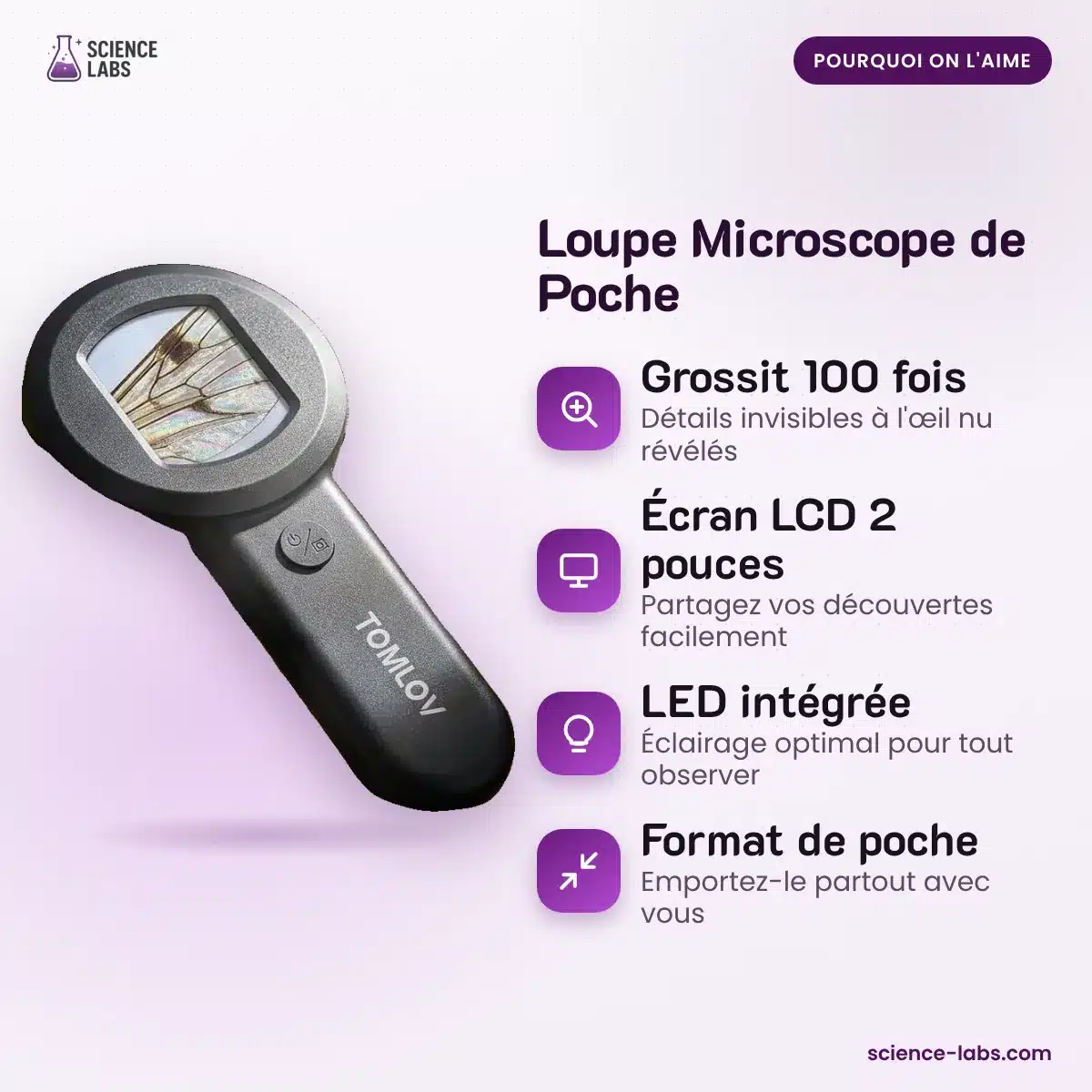 Zakmicroscoop Loep 100x Afbeelding 3