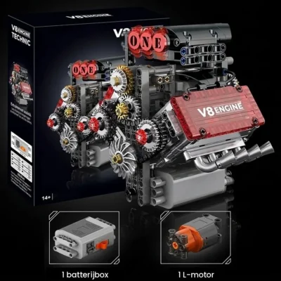 V8 motor model met transparante cilinderkop (478 delen)