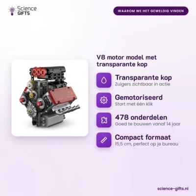 V8 motor model met transparante kop