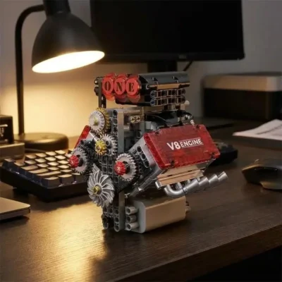 V8 motor model met transparante cilinderkop (478 delen)