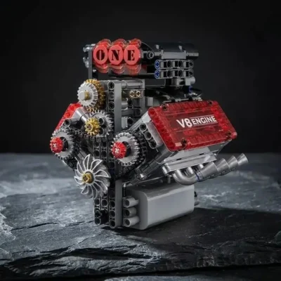 V8 motor model met transparante cilinderkop (478 delen)