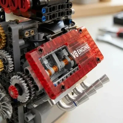 V8 motor model met transparante cilinderkop (478 delen)