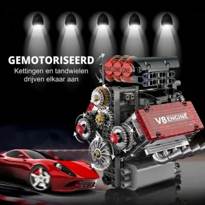 V8 motor model met transparante cilinderkop (478 delen)
