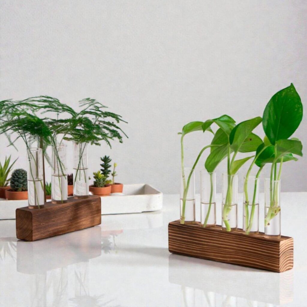 Reageerbuis Vaas Hout en Glas