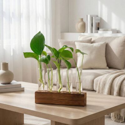 Reageerbuis Vaas Hout en Glas