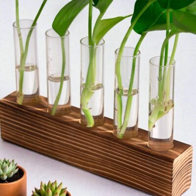 Reageerbuis Vaas Hout en Glas Afbeelding 5