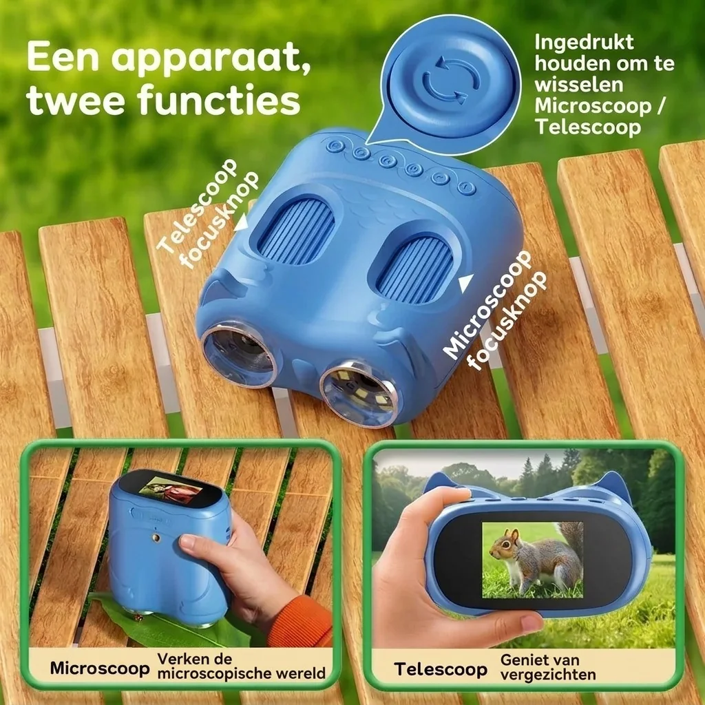 Verrekijker kind 2-in-1 met microscoop en scherm