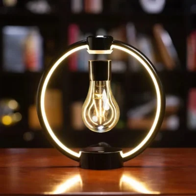 Zwevende lamp met lichtring en filamentlamp