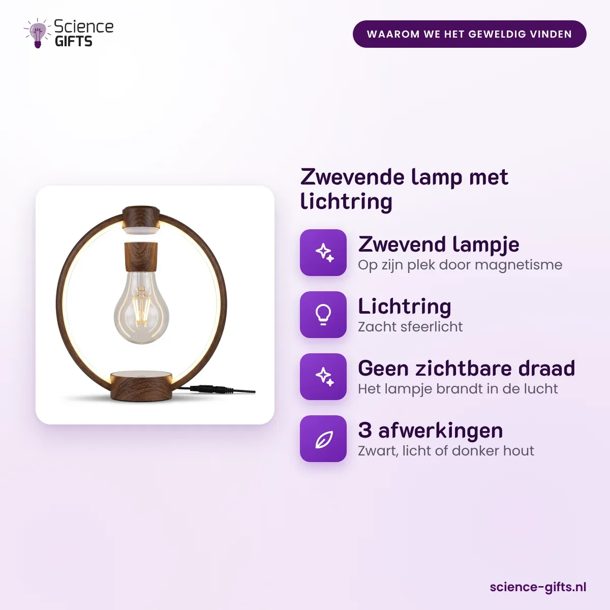 Zwevende lamp met lichtring