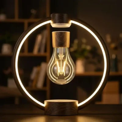 Zwevende lamp met lichtring en filamentlamp