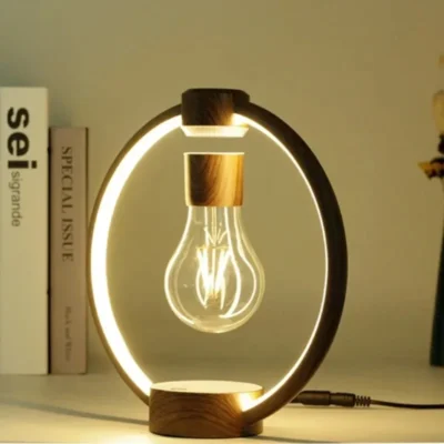 Zwevende lamp met lichtring en filamentlamp